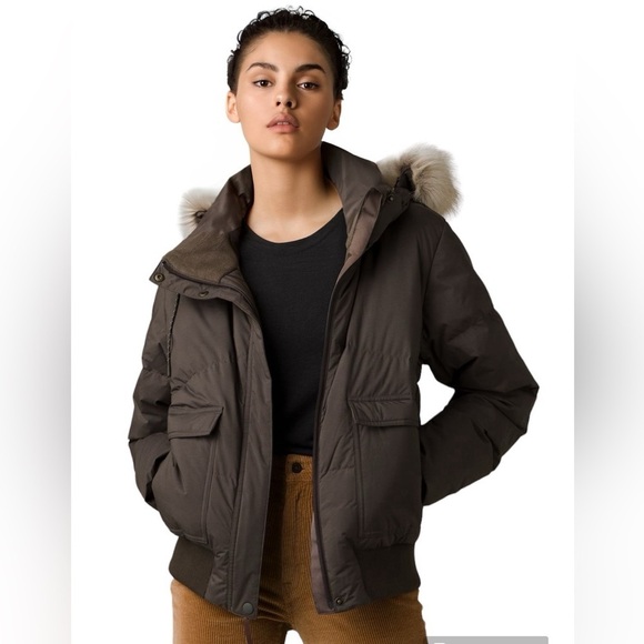 PrAna Kromata Bomber Jacket - Black Olive Size Large Woman’s. NWT Size L - Picture 1 of 11